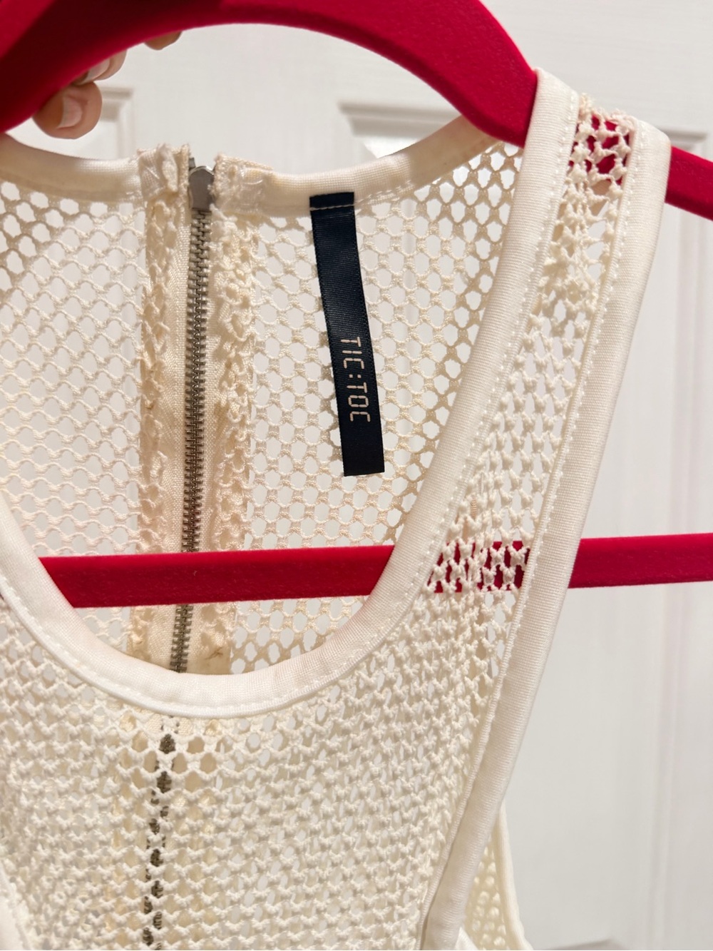 White Mesh Halter Cutout Jumpsuit - Picture 6 of 6